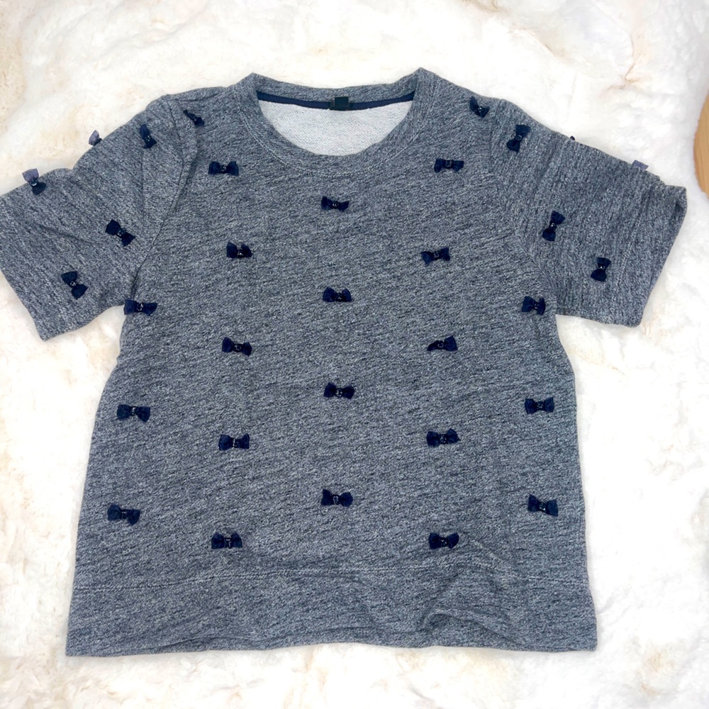 J Crew Mini Bow Gray Top